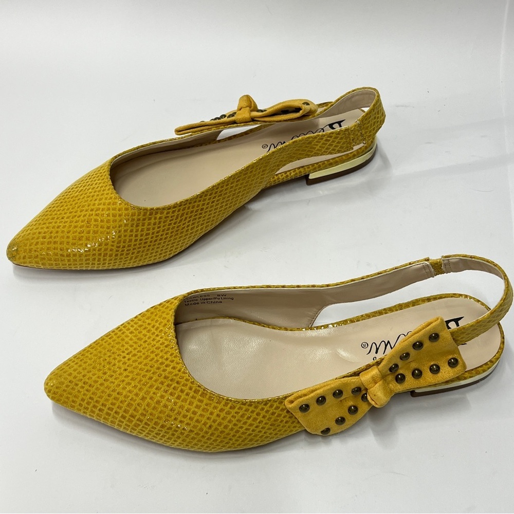 BELLINI Women’s Size 8 Mustard Yellow Bow Detail Sling Sandal